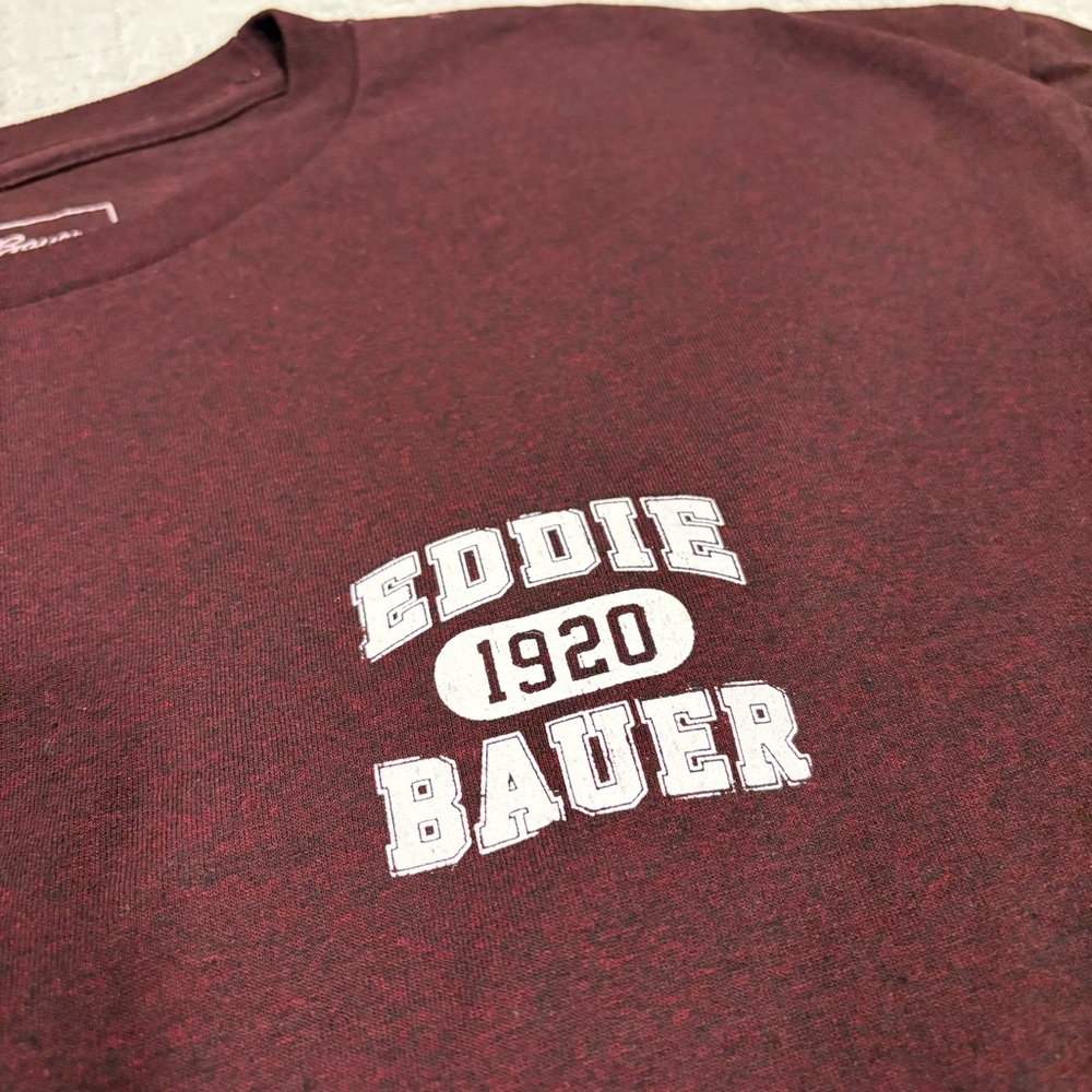 NWT Eddie Bauer Men’s Graphic Logo Ridge Long Sleeve Burgundy Maroon XXL - Picture 3 of 4